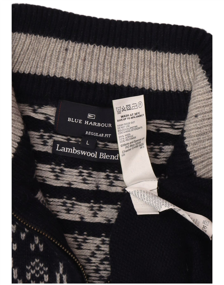 Pulover pentru bărbați Marks & Spencer, Blue Harbour, cu fermoar, cu gât, mare, bleumarin