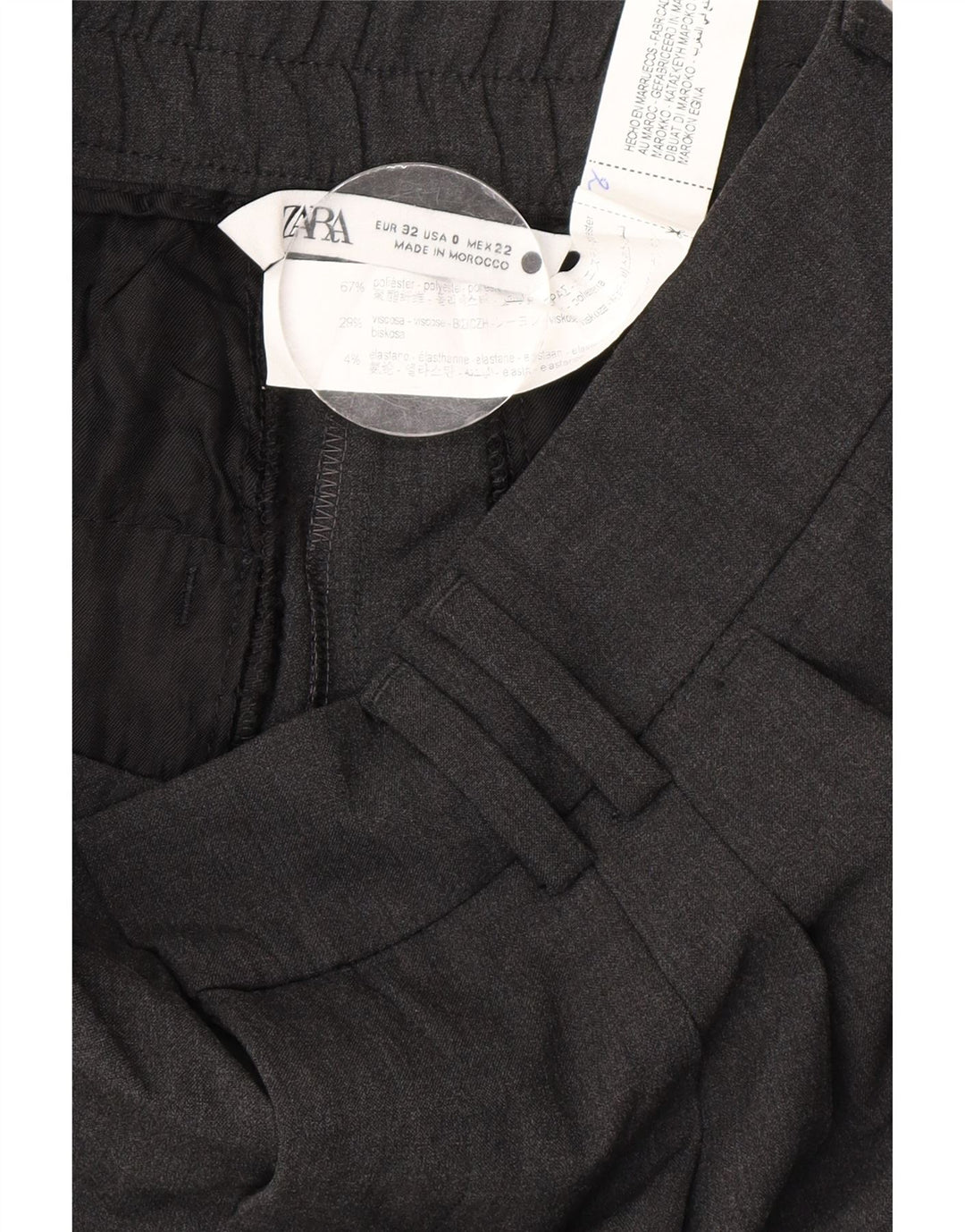 Pantaloni de costum pentru femei Zara EU 32 2XS L22 L26 Gri Poliester