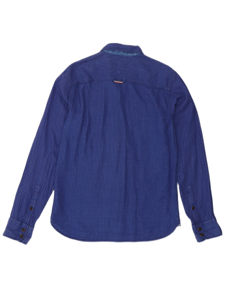 Cămașă Tommy Hilfiger pentru bărbați, bumbac cu pete albastre medii