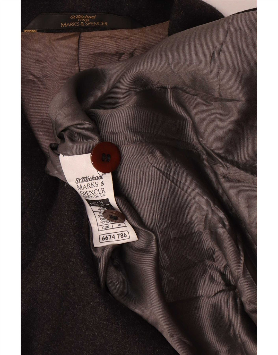 Jachetă pentru femei Marks & Spencer, cu 5 nasturi, lână gri UK 18 XL