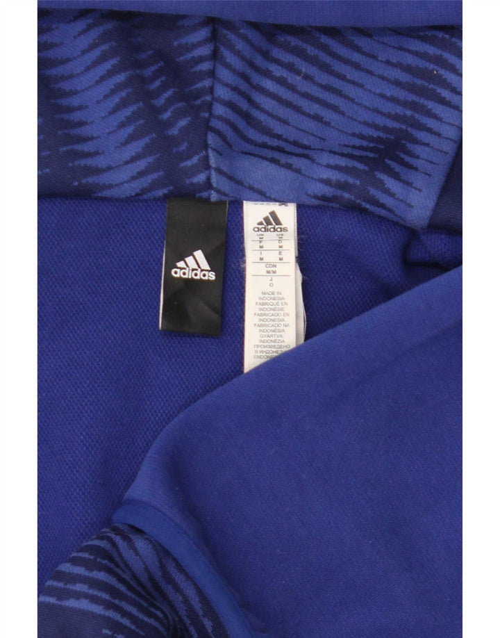Pulover Adidas pentru bărbați, cu fermoar, bumbac albastru mediu