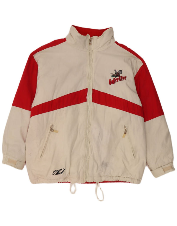 Jachetă vintage pentru bărbați, cu grafică, UK 40, mare, alb, bloc de culoare