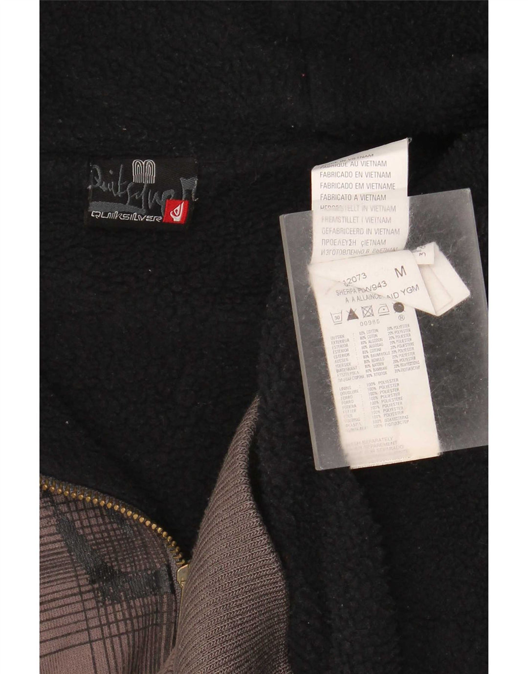 Pulover Quiksilver pentru bărbați, cu fermoar și cu capota, din bumbac cu carouri, gri mediu