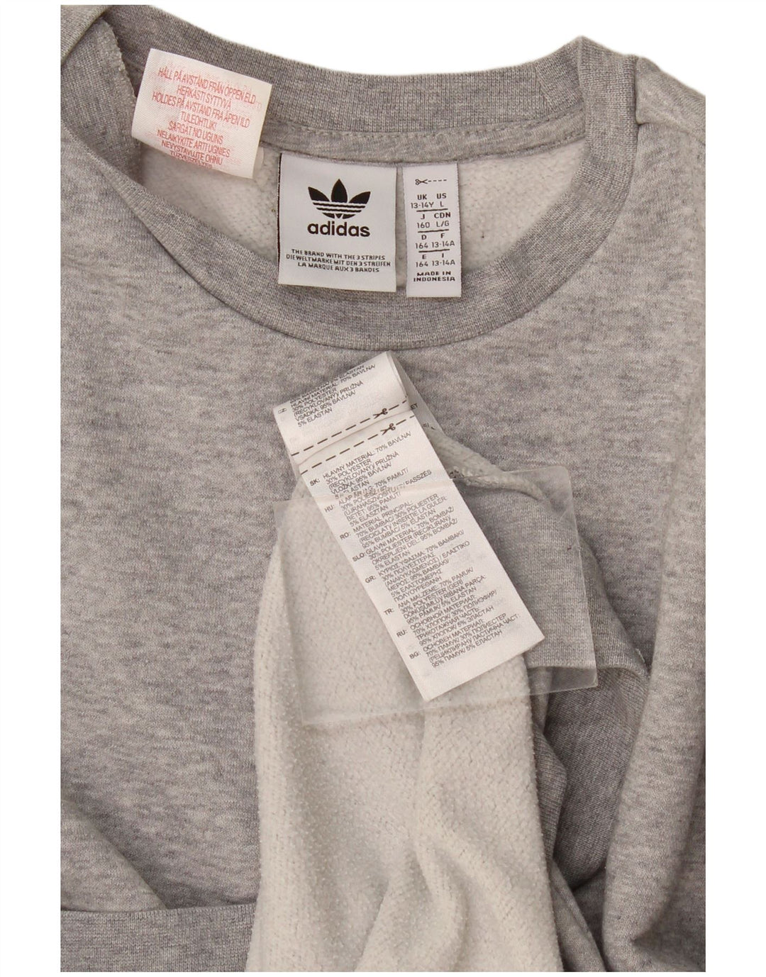 Pulover pentru băieți Adidas 13-14 ani, bumbac cu pete gri