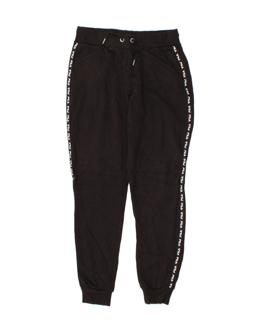 FILA Womens Graphic Tracksuit Trousers Joggers UK 10 Small Black Polyester Vintage Fila and Second-Hand Fila from Messina Hembry 