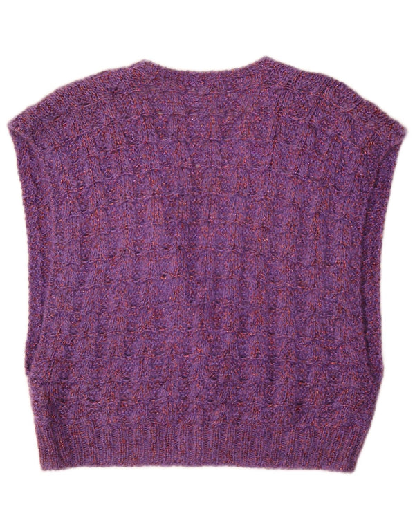 Vestă vintage pentru femei din tricot Marea Britanie 14, mov, pete