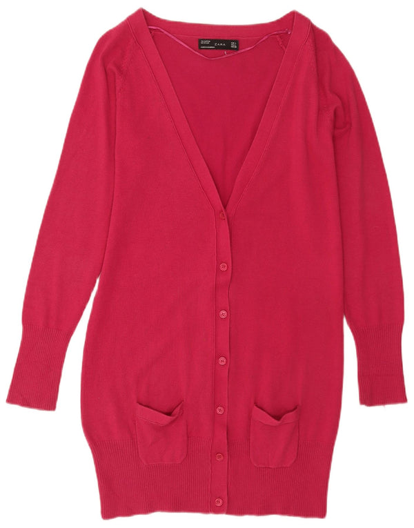 Pulover cardigan pentru femei Zara UK 14 mare, roz, bumbac
