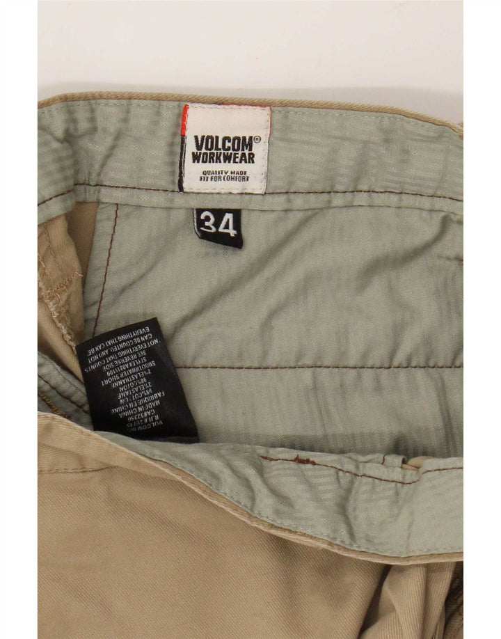 Pantaloni scurți chino pentru îmbrăcăminte de lucru pentru bărbați Volcom W34, bumbac maro mare