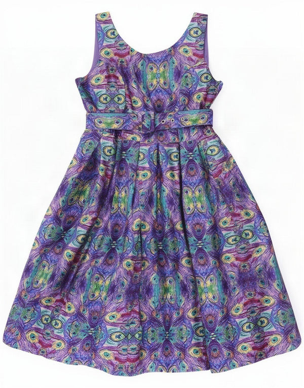 Vintage Womens Abstract Pattern A-Line Dress UK 16 Large Multicolor