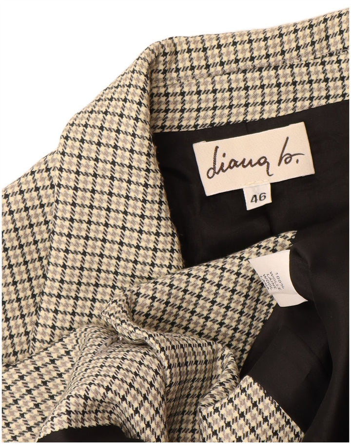 Jachetă pentru femei VINTAGE cu 3 nasturi IT 46 Lână mare gri Houndstooth