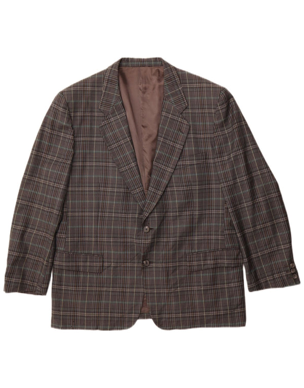 Gianluca Lorenzi Jachetă pentru bărbați cu 2 nasturi IT 56 3XL Lână cu carouri gri