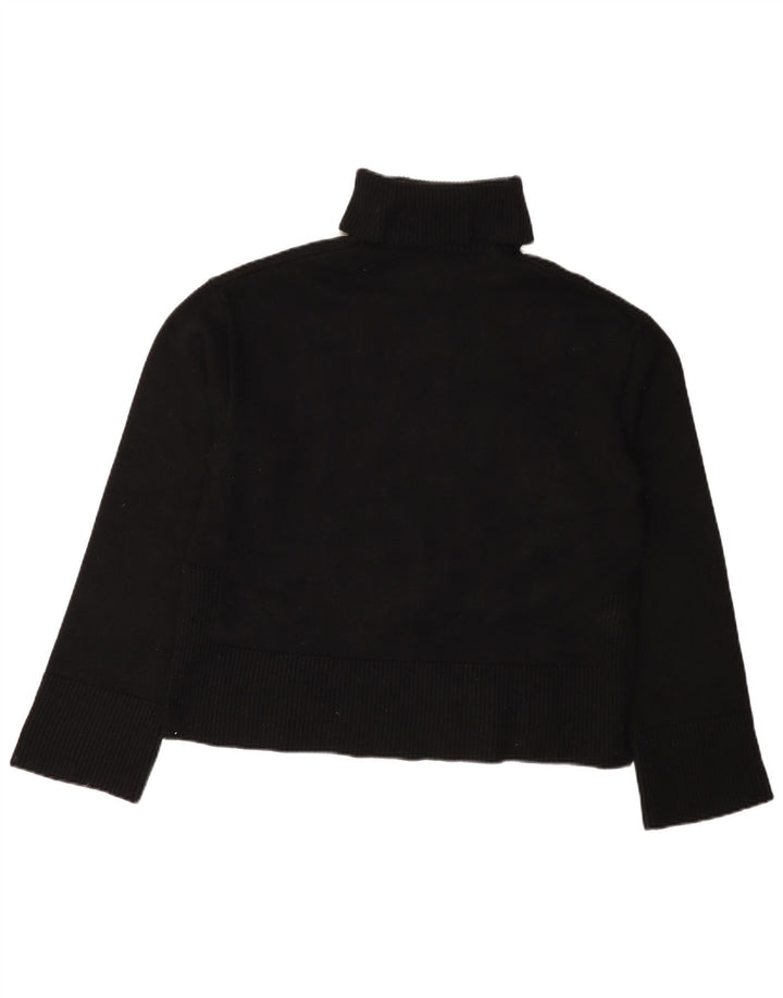 Pulover cu gât rulat Zara pentru femei UK 14 Medium Black Viscose