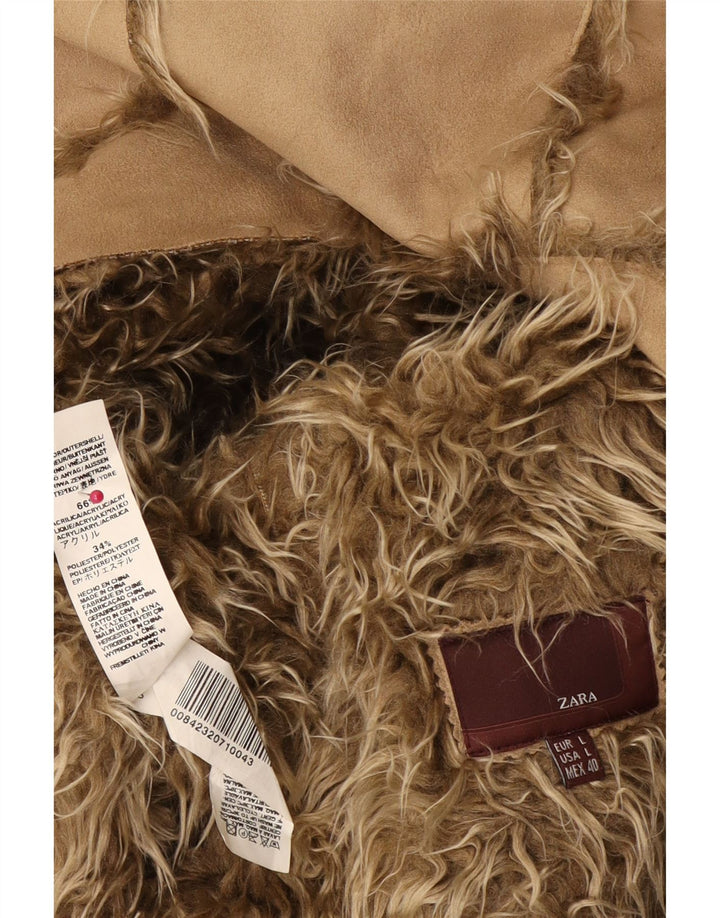 Jachetă Sherpa pentru femei Zara UK 16, mare, bej, acrilic