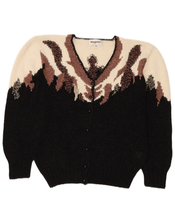 Pulover cardigan pentru femei Magnolia UK 14 Medium Black Colorblock Acrylic