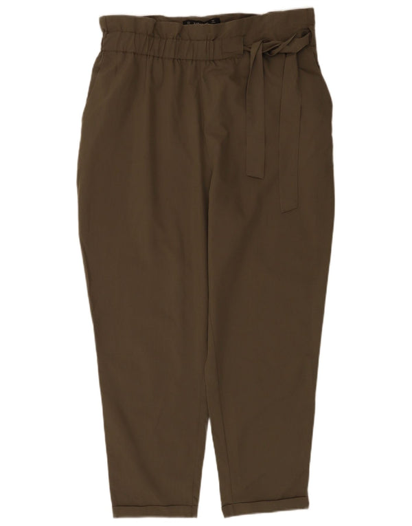 Pantaloni casual conici pentru femei cu talie înaltă Zara Mediu L28 L24 Kaki