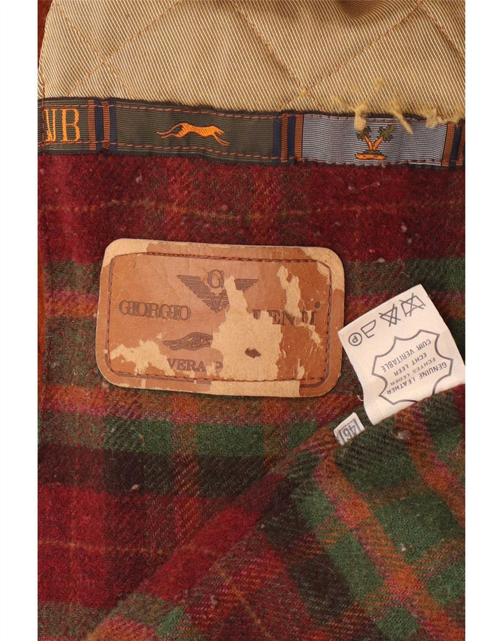 Jachetă Parka de piele de căprioară supradimensionată pentru femei Vintage IT 46 Large Brown