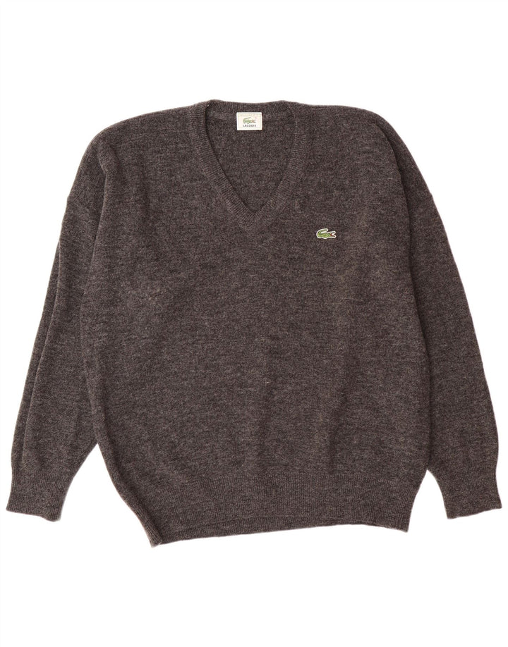 Pulover pentru bărbați Lacoste cu decolteu în V Mărimea 7 2XL Lână gri