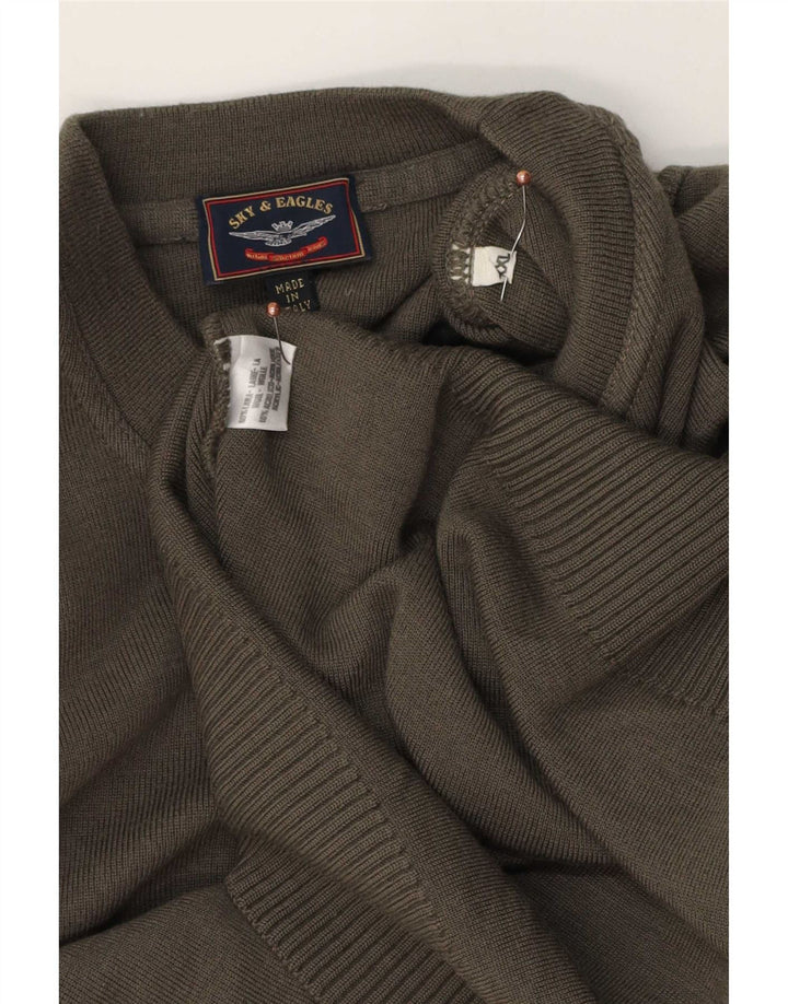 Pulover pentru bărbați Sky & Eagle, cu gât crew, 2XL, lână kaki