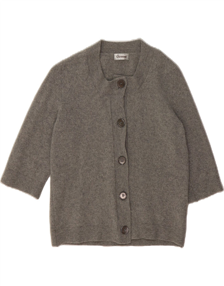 GLENMAC Womens 3/4 Sleeve Cardigan Sweater UK 10 Small Grey Wool Vintage Glenmac and Second-Hand Glenmac from Messina Hembry 
