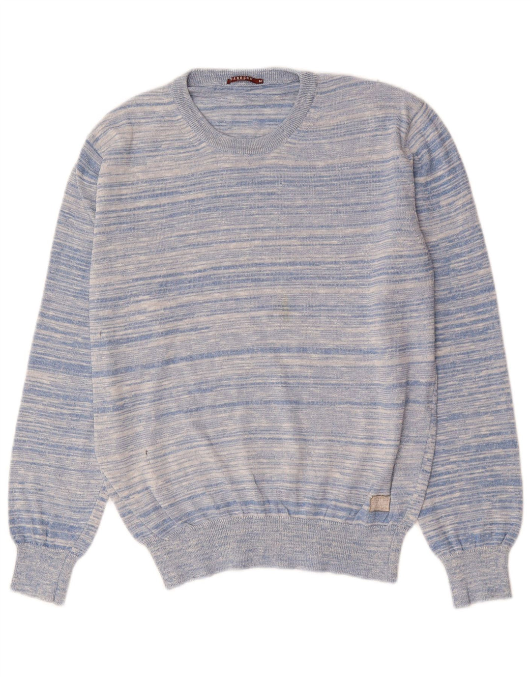 CARRERA Pulover pentru bărbați cu decolteu rotund, bumbac cu dungi albastre medii