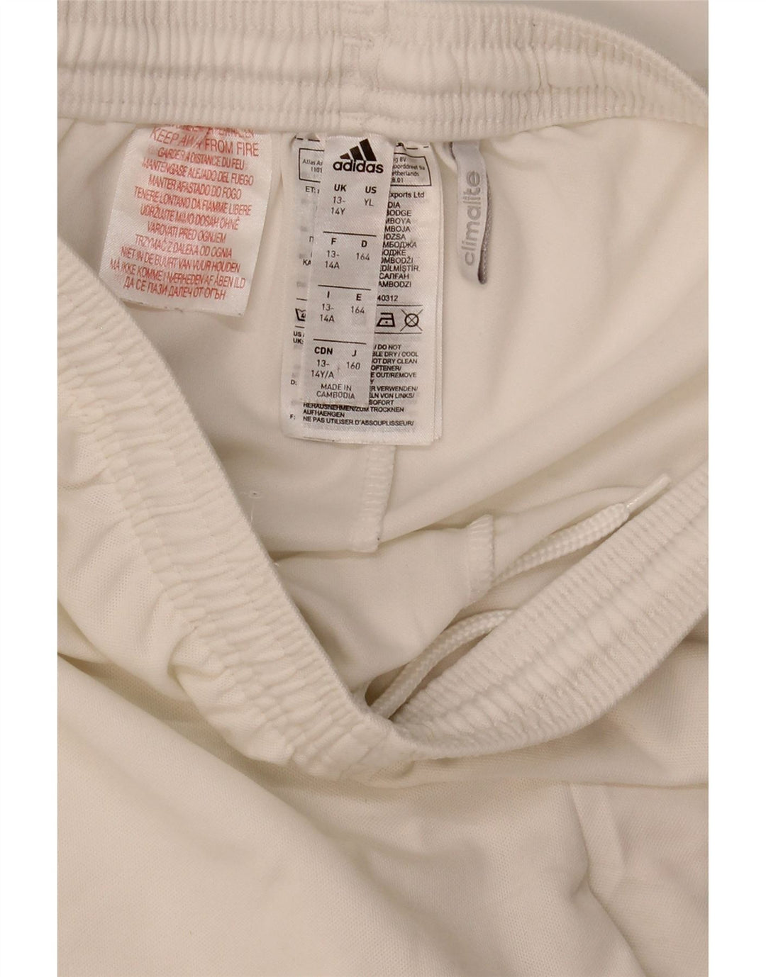 Pantaloni scurți sport adidas Climalite 13-14 ani, alb, poliester