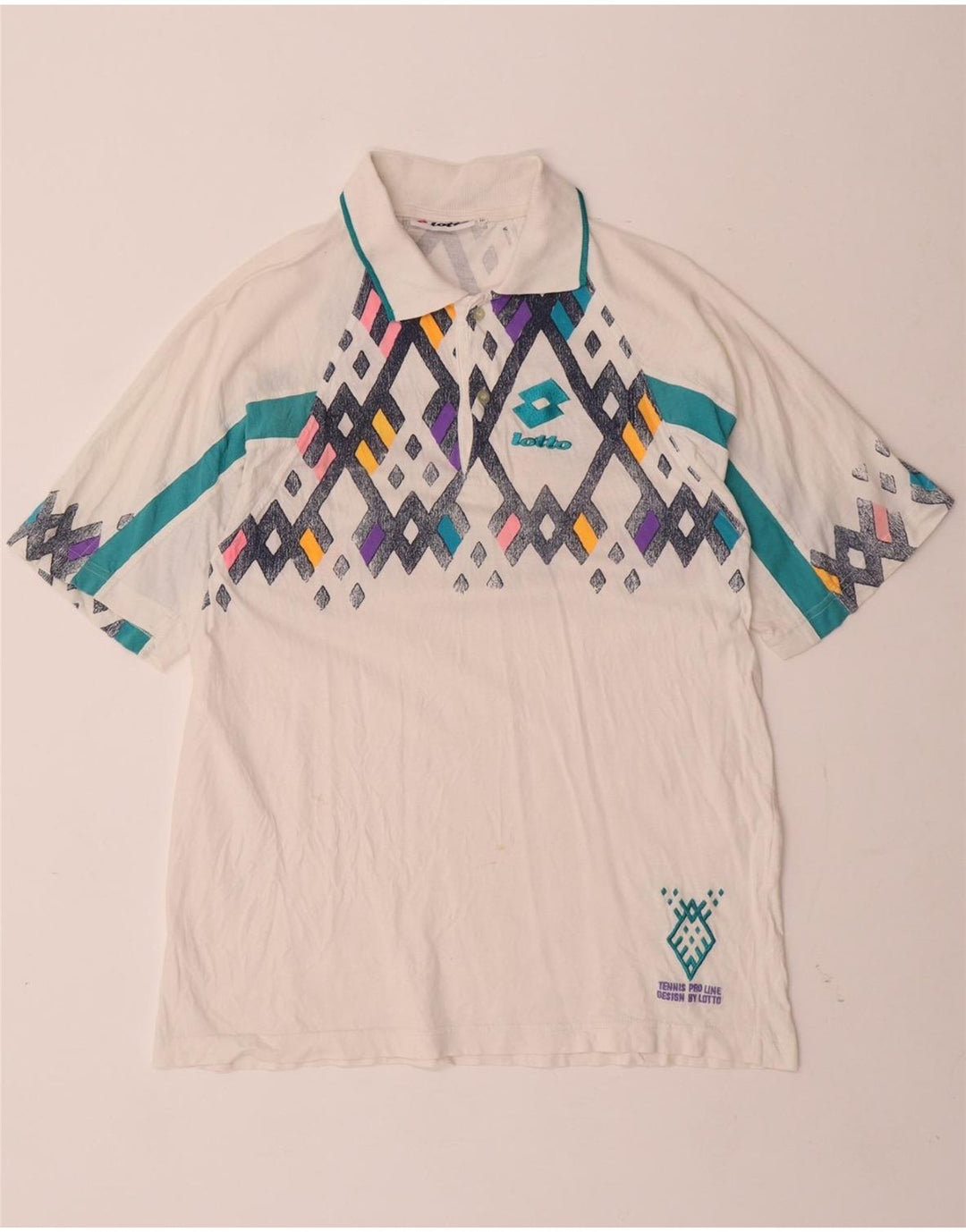 Tricou polo pentru bărbați LOTTO Medium Alb Geometric