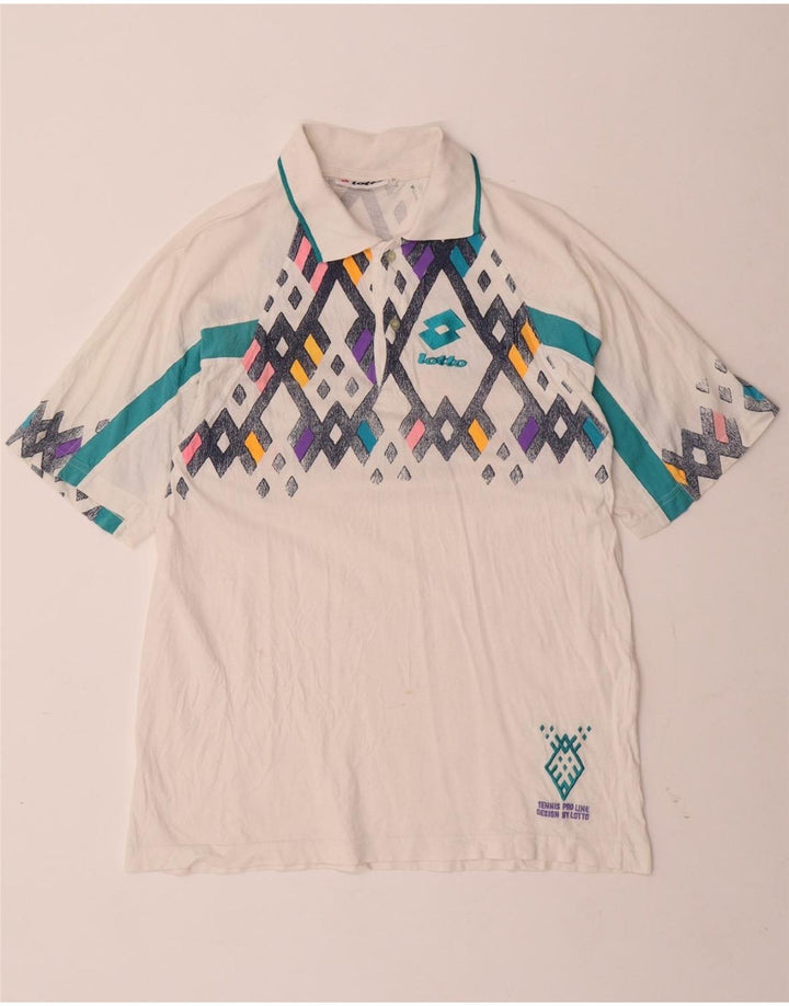 Tricou polo pentru bărbați LOTTO Medium Alb Geometric