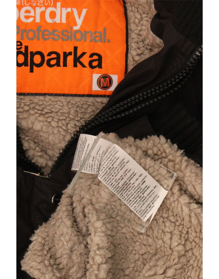 Jachetă Parka cu glugă Superdry Windparka pentru femei UK 14 Poliester mediu negru