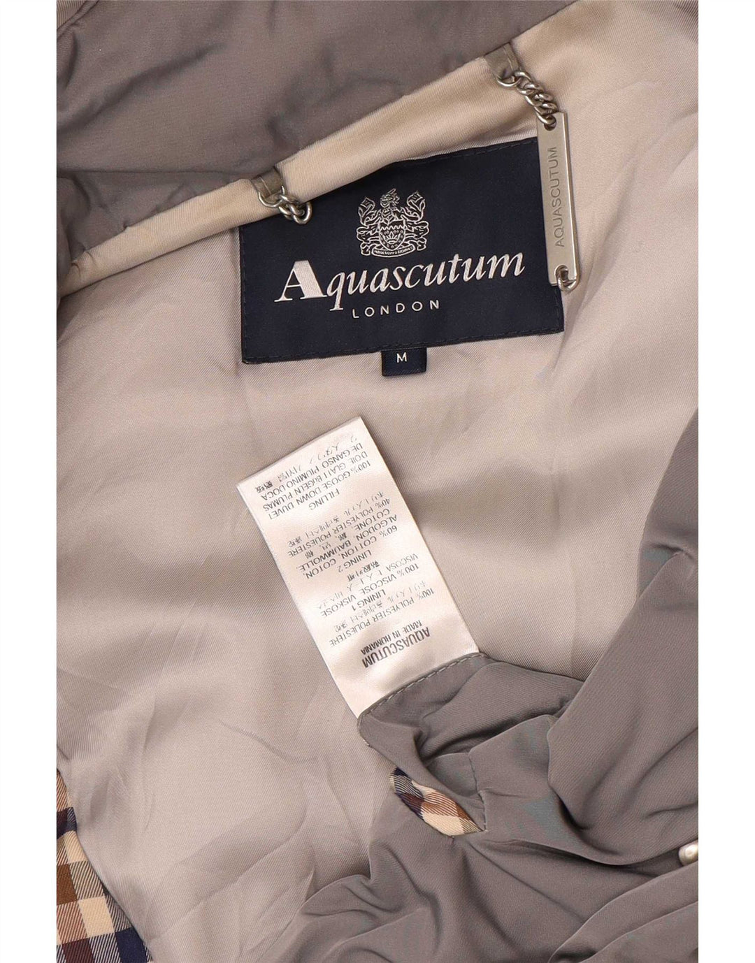 Palton căptușit cu glugă pentru femei Aquascutum UK 14 Poliester gri mediu