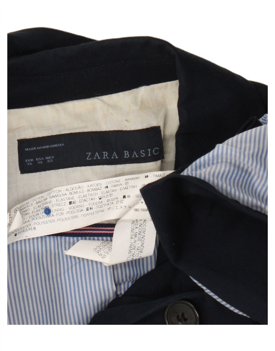 Blazer pentru femei Zara cu 1 nasture UK 18 XL Bumbac bleumarin