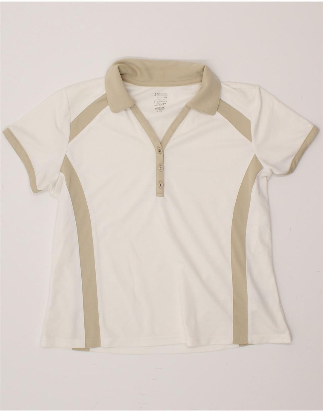 IZOD Womens Polo Shirt UK 16 Large White Colourblock Polyester Vintage Izod and Second-Hand Izod from Messina Hembry 