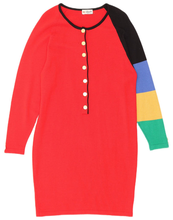 Rochie vintage cu mânecă lungă pentru femei IT 44 Medium Red Colorblock