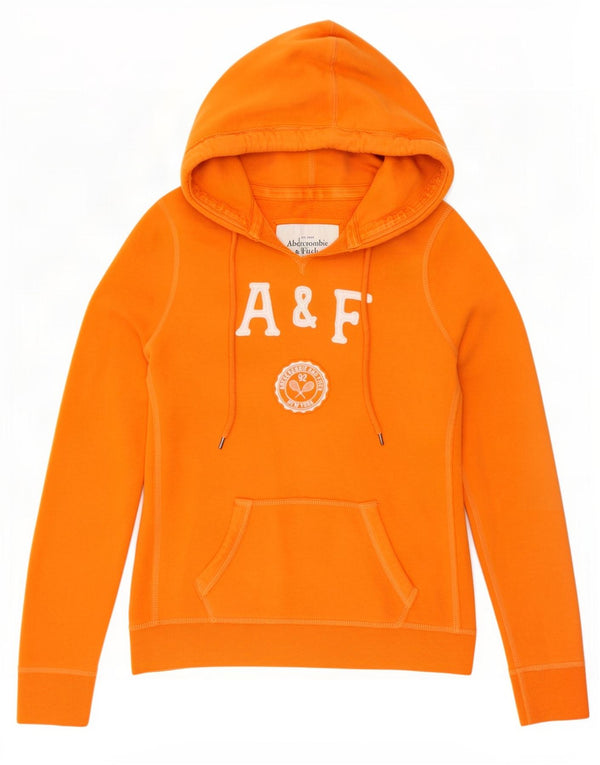 Pulover Abercrombie & Fitch pentru femei, cu capota cu grafică, UK 14, bumbac portocaliu mediu