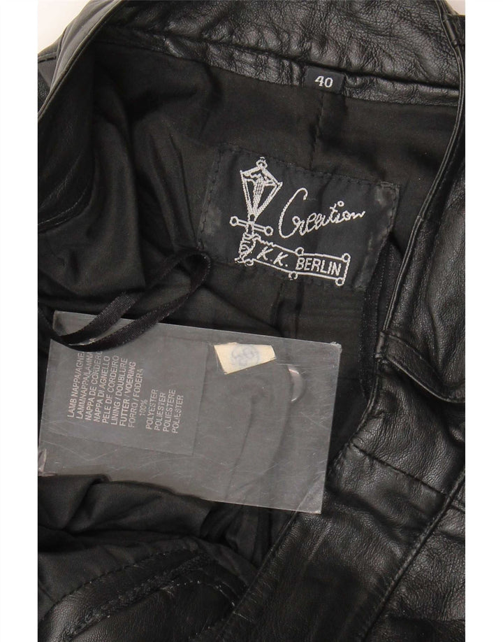K.K.Berlin Pantaloni drepti din piele pentru femei EU 40 Medium W32 L29 Negru