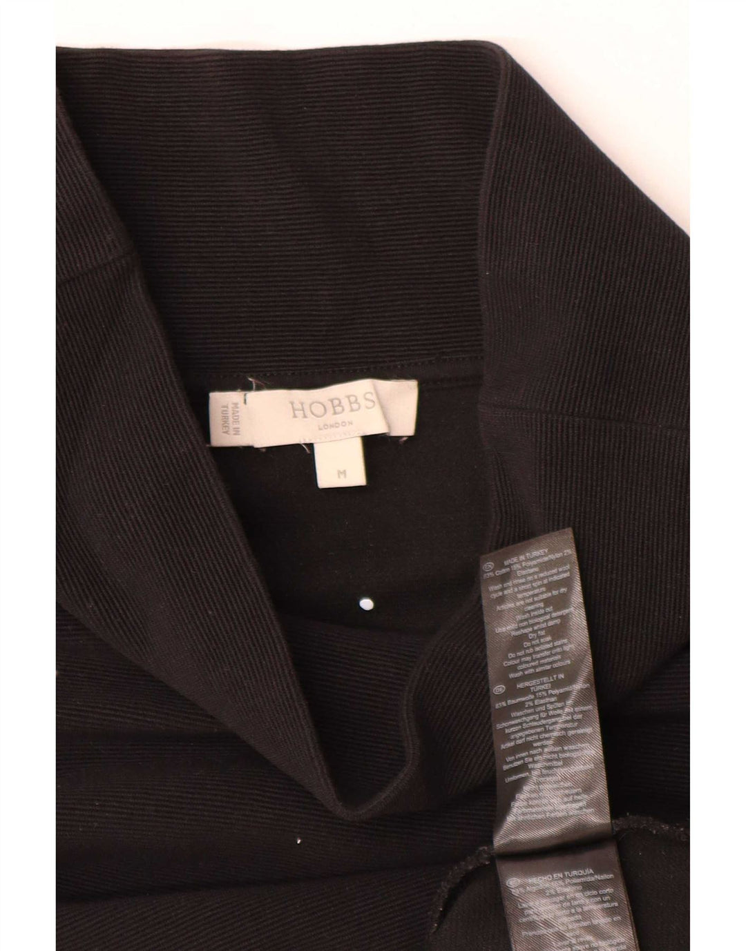 Top pentru femei Hobbs cu mâneci 3/4 UK 14, bumbac mediu negru