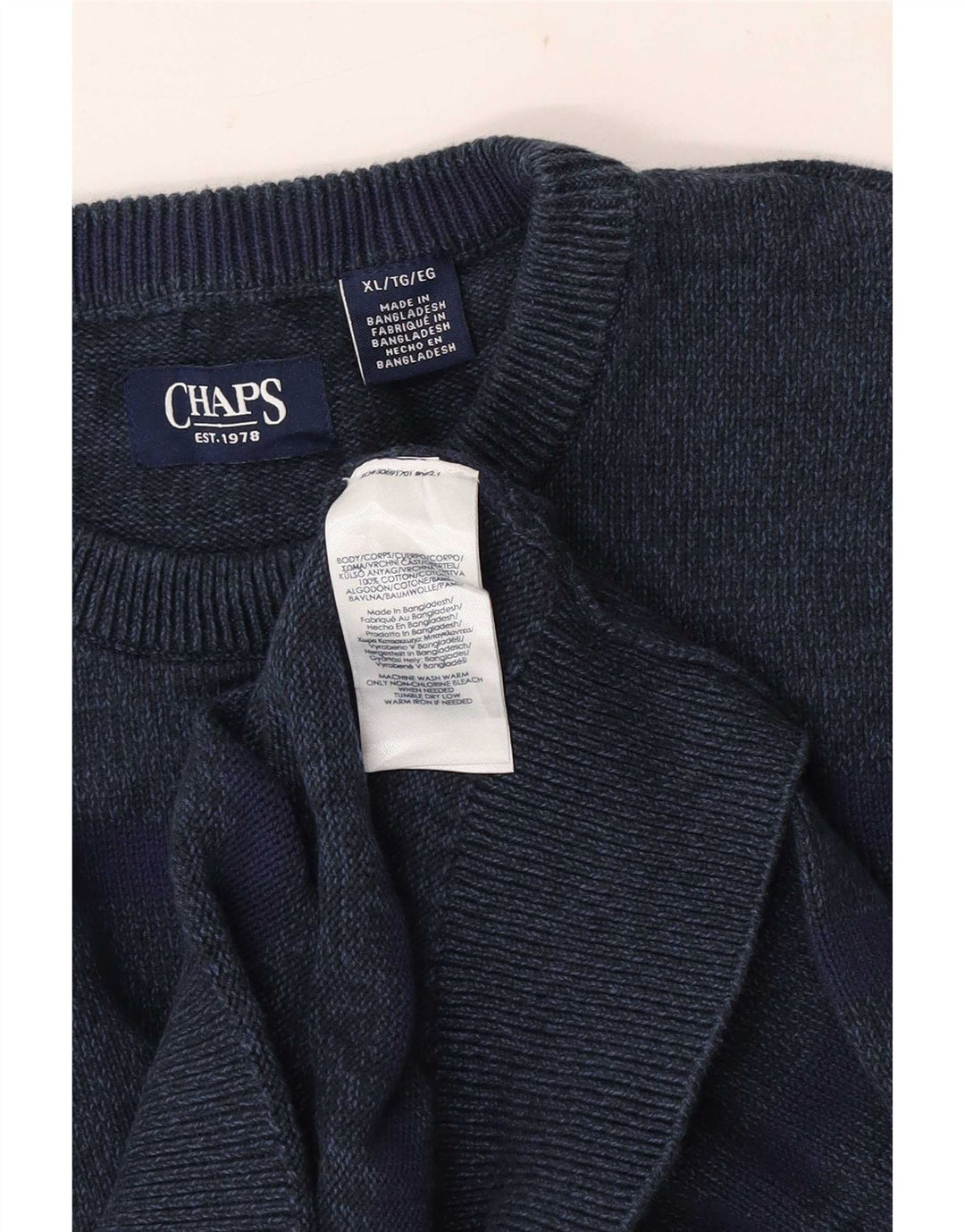 Pulover Chaps pentru bărbați, cu gât crew, XL, bumbac bleumarin