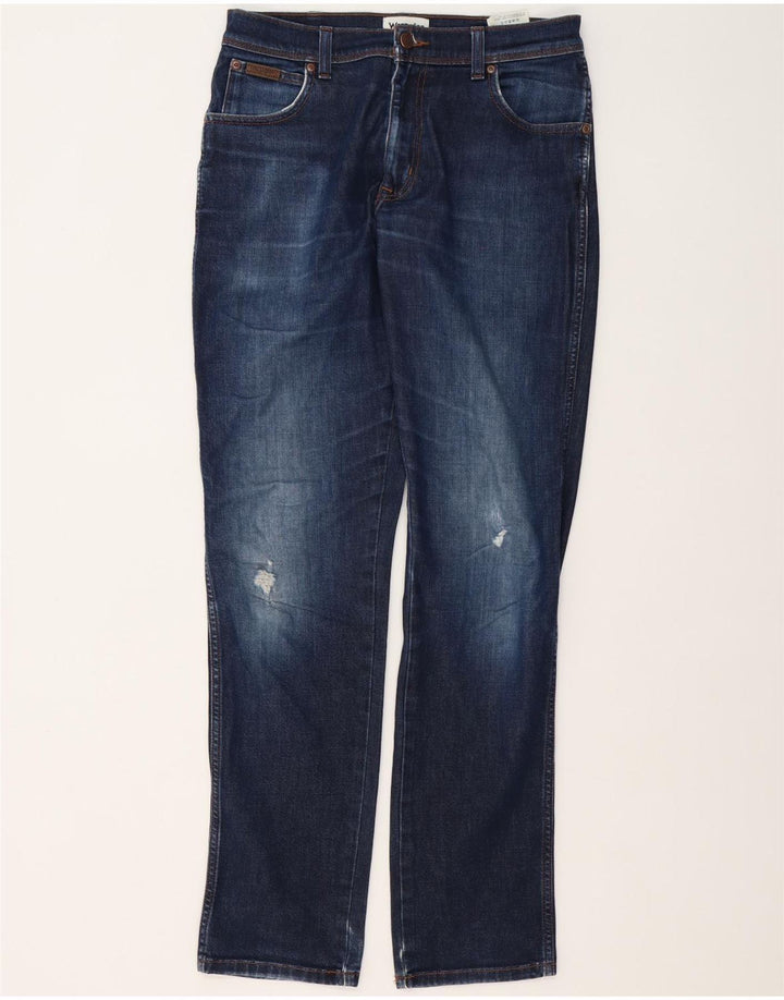 Blugi slim pentru bărbați Texas Distressed Wrangler W31 L34 Bumbac albastru