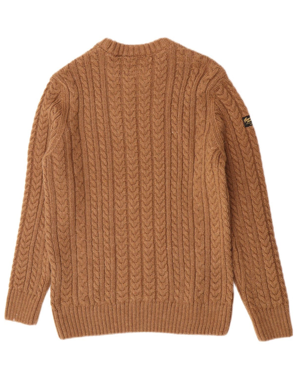 Superdry Mens Crew Neck Jumper Sweater Large Brown Acrylic