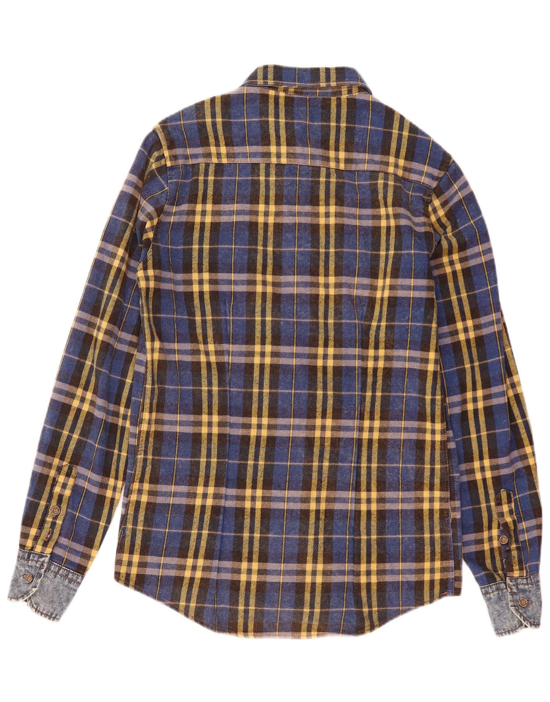 Cămașă de flanel pentru bărbați vintage, bumbac cu carouri albastre mici