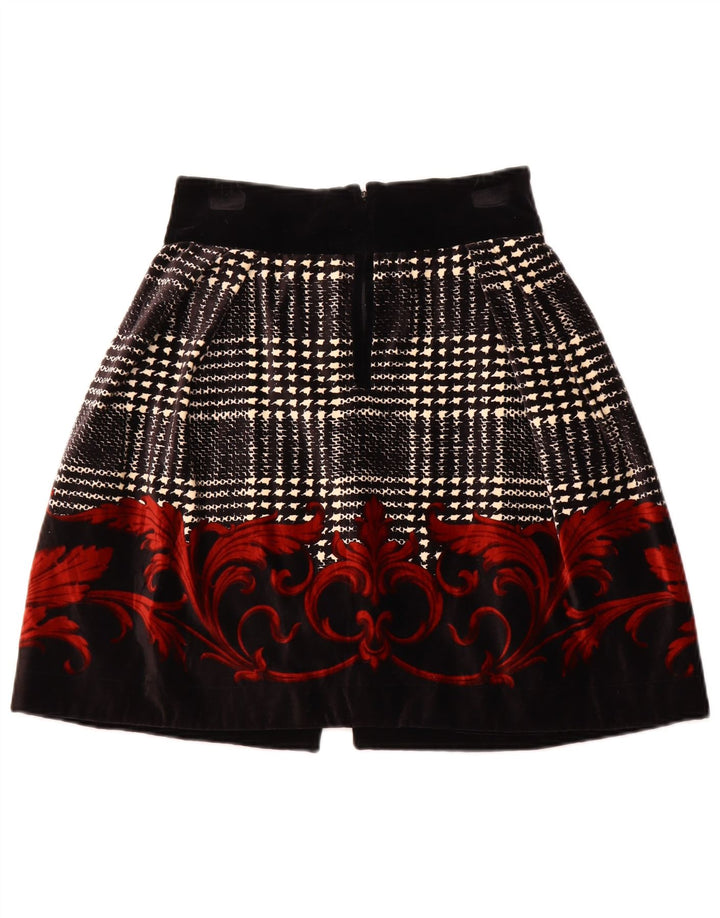 BYBLOS Fustă în formă de A din catifea pentru femei IT 42 Medium W28 Bumbac floral negru