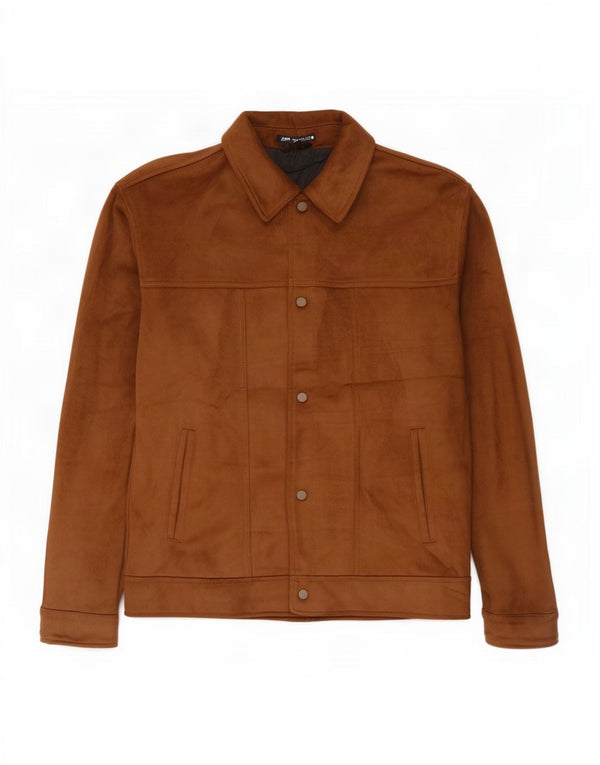 Jachetă bomber din piele intoarsa pentru barbati Zara UK 42 XL poliester bej