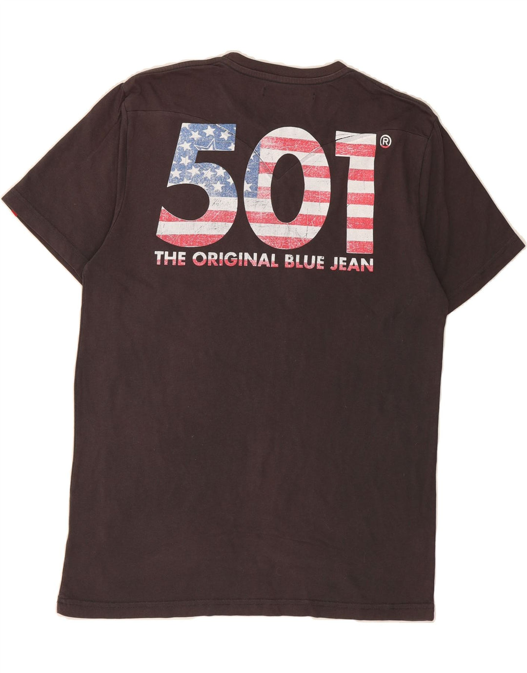 LEVI'S Mens 501 Graphic T-Shirt Top Medium Brown Cotton Vintage Levi's and Second-Hand Levi's from Messina Hembry 