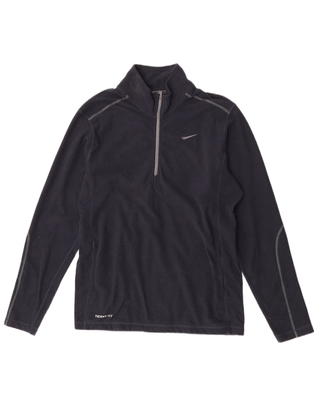 Pulover Nike pentru bărbați Therma-Fit, cu fermoar și gât, poliester, albastru, mediu