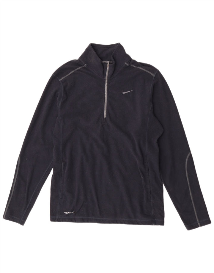 Pulover Nike pentru bărbați Therma-Fit, cu fermoar și gât, poliester, albastru, mediu