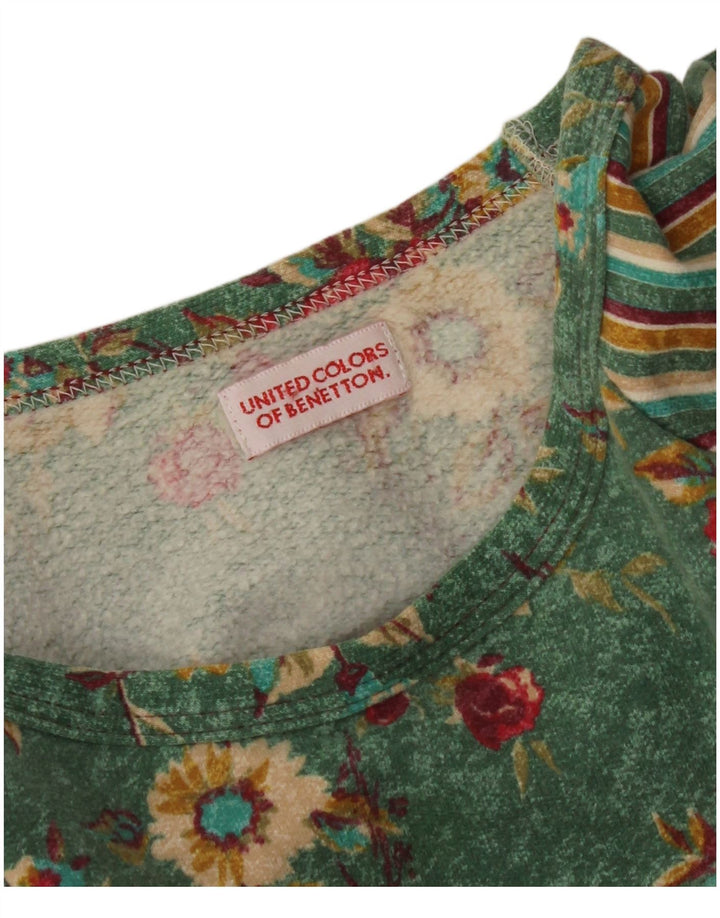 Rochie tricou cu mânecă lungă pentru femei BENETTON UK 14 Medium Green Floral