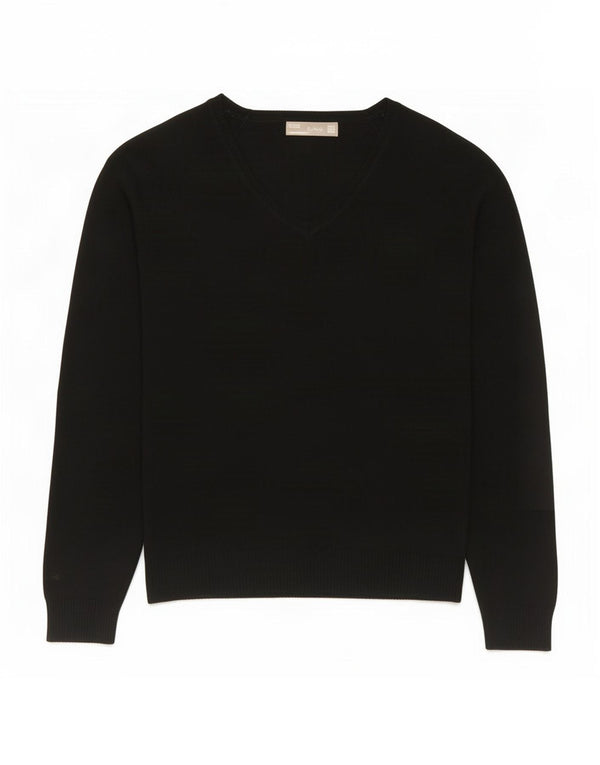 Pulover pentru femeie Zara, cu decolteu în V, UK 18 XL, bumbac negru