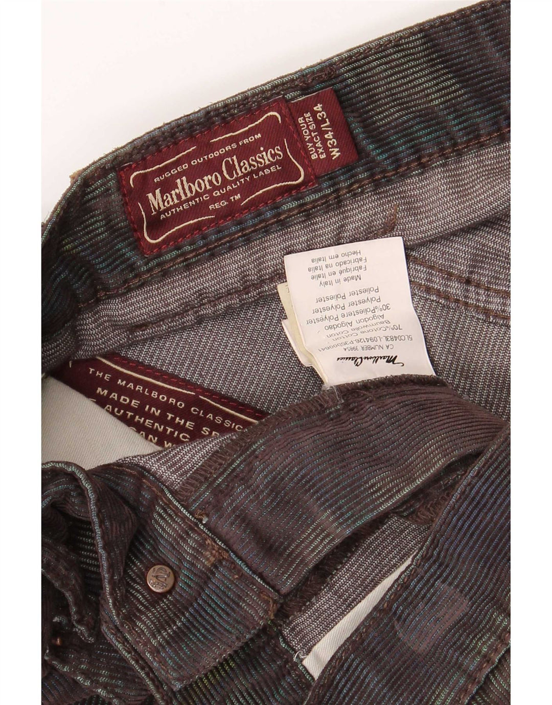 Pantaloni Marlboro Classics pentru bărbați din velur, W34 L29, multicolori