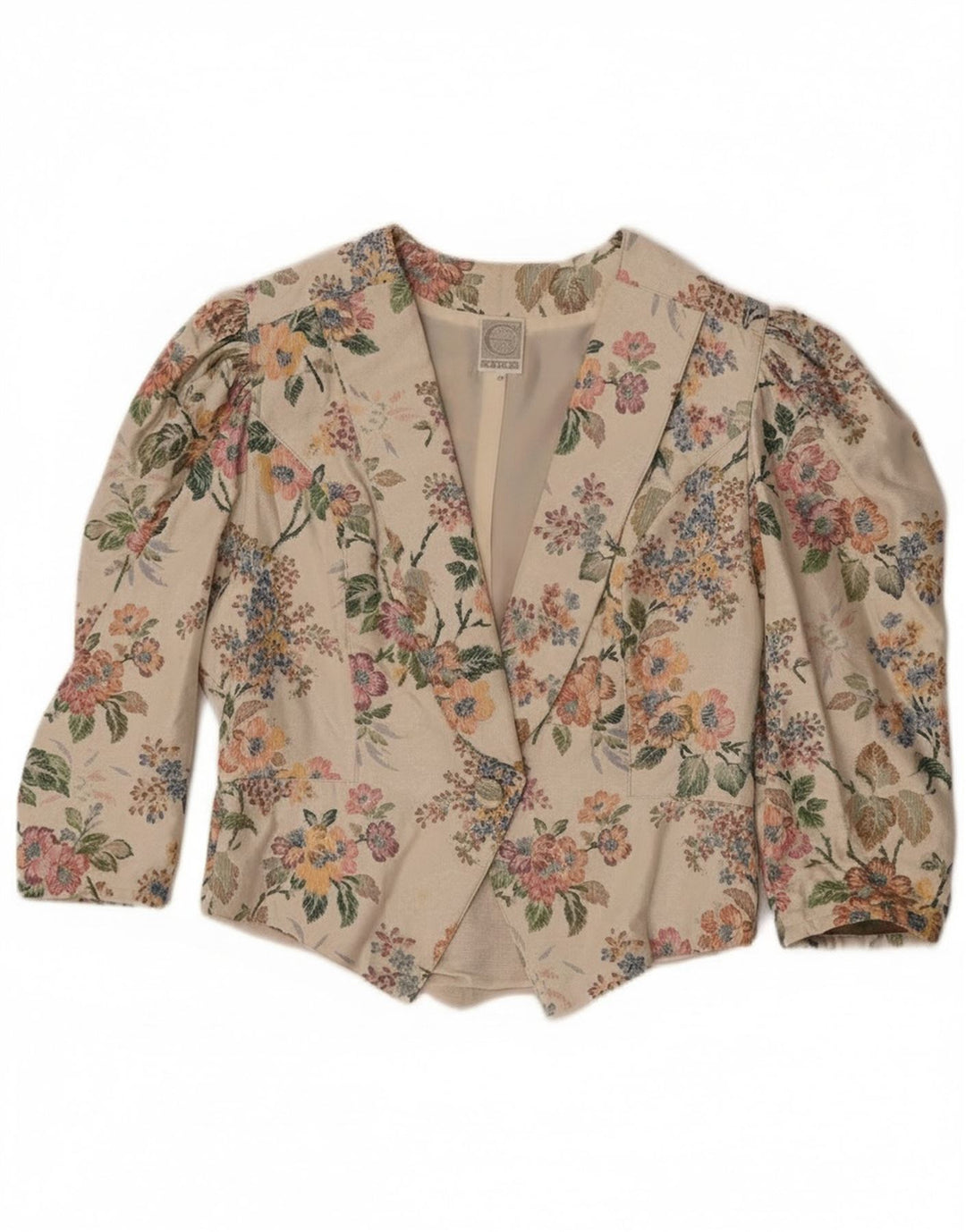 Jachetă Eger pentru femei, mânecă 3/4, cu 1 nasture, IT 42 Medium Bej Floral