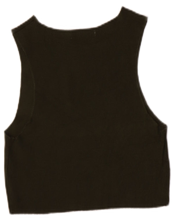 Top Vest Crop pentru Damă Zara UK 8 Mic Verde Bumbac