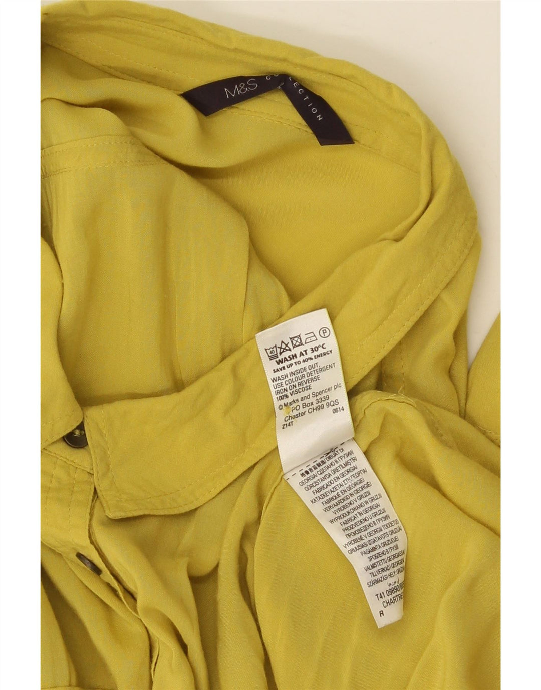 Bluză cămașă pentru femei Marks & Spencer UK 20 2XL Viscoză galbenă